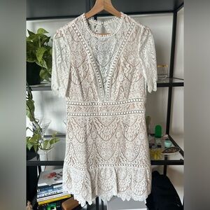 Free People White Lace Mini Dress